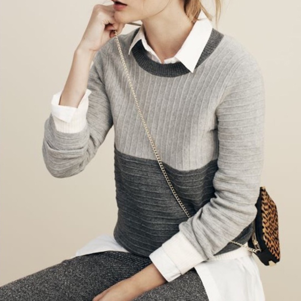 Madewell Colorblock Linear Stitch Sweater Pullover